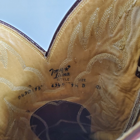 Tony Lama Brown Leather Cowboy Boots - Picture 6 of 8